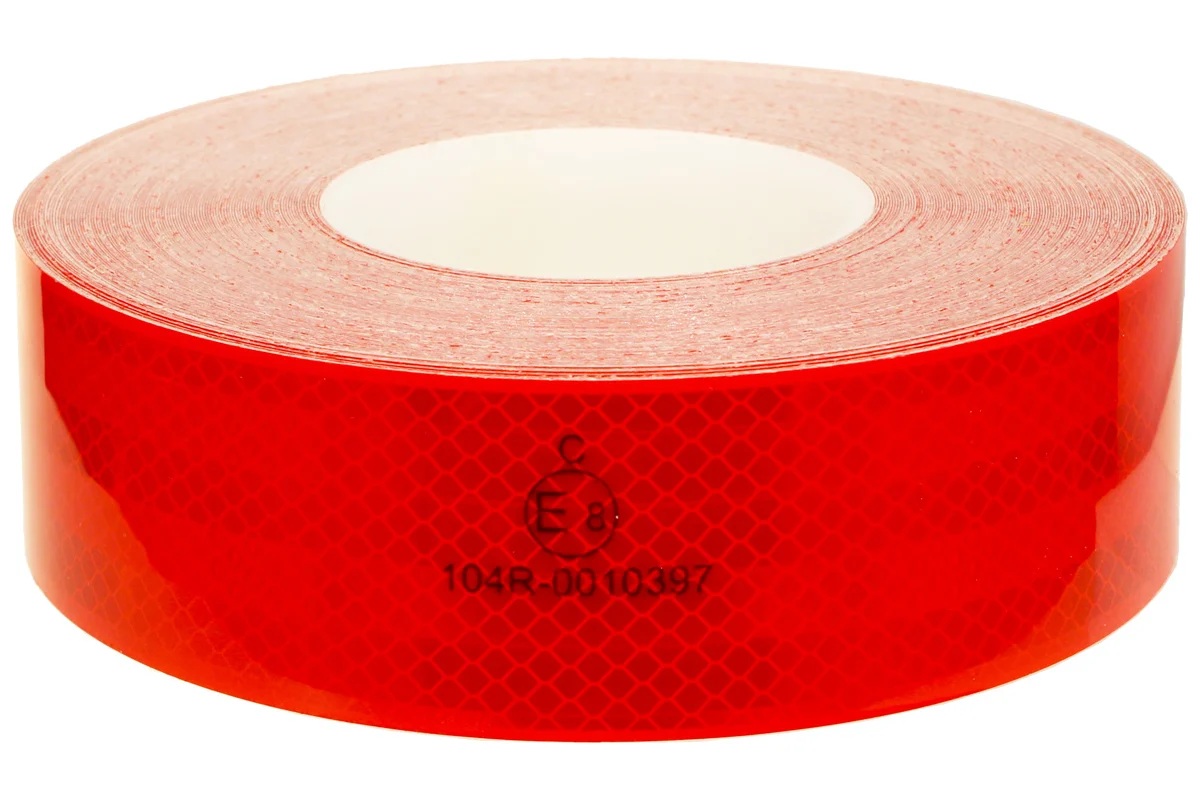 Лента светоотражающая красная (50м) призматическая