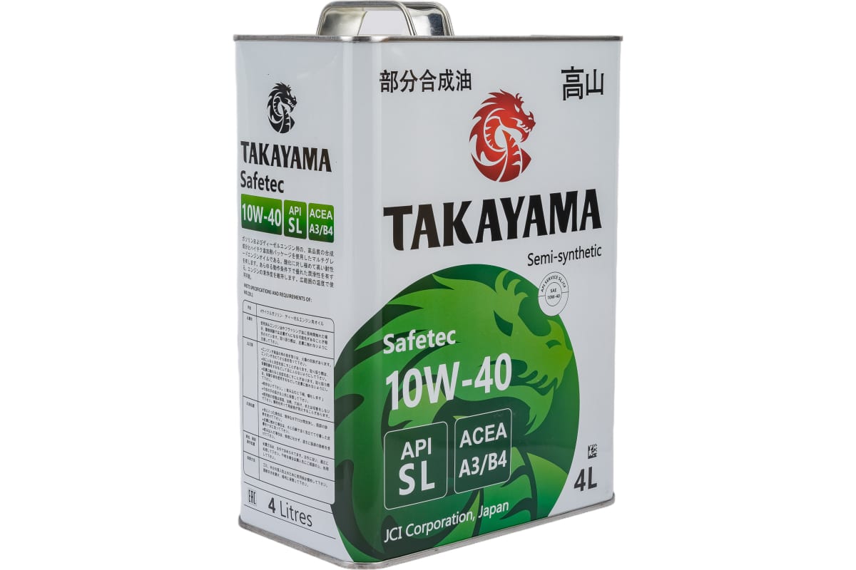 Масло моторное полусинтетическое "TAKAYAMA SAE 10W-40, API SL, ACEA A3/B4" 4л
