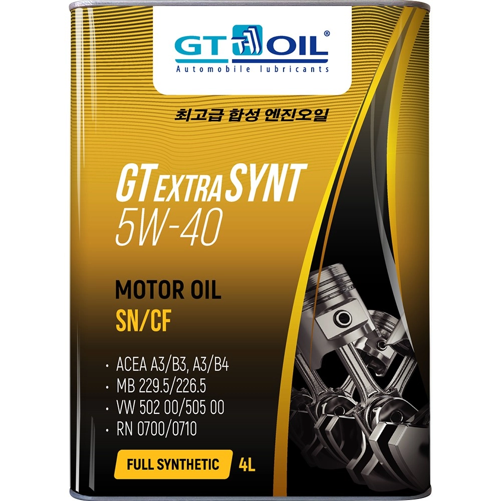 GT OIL синтетическое моторное масло GT Extra Synt SAE 5W-40 API SN/CF (канистра 4л)