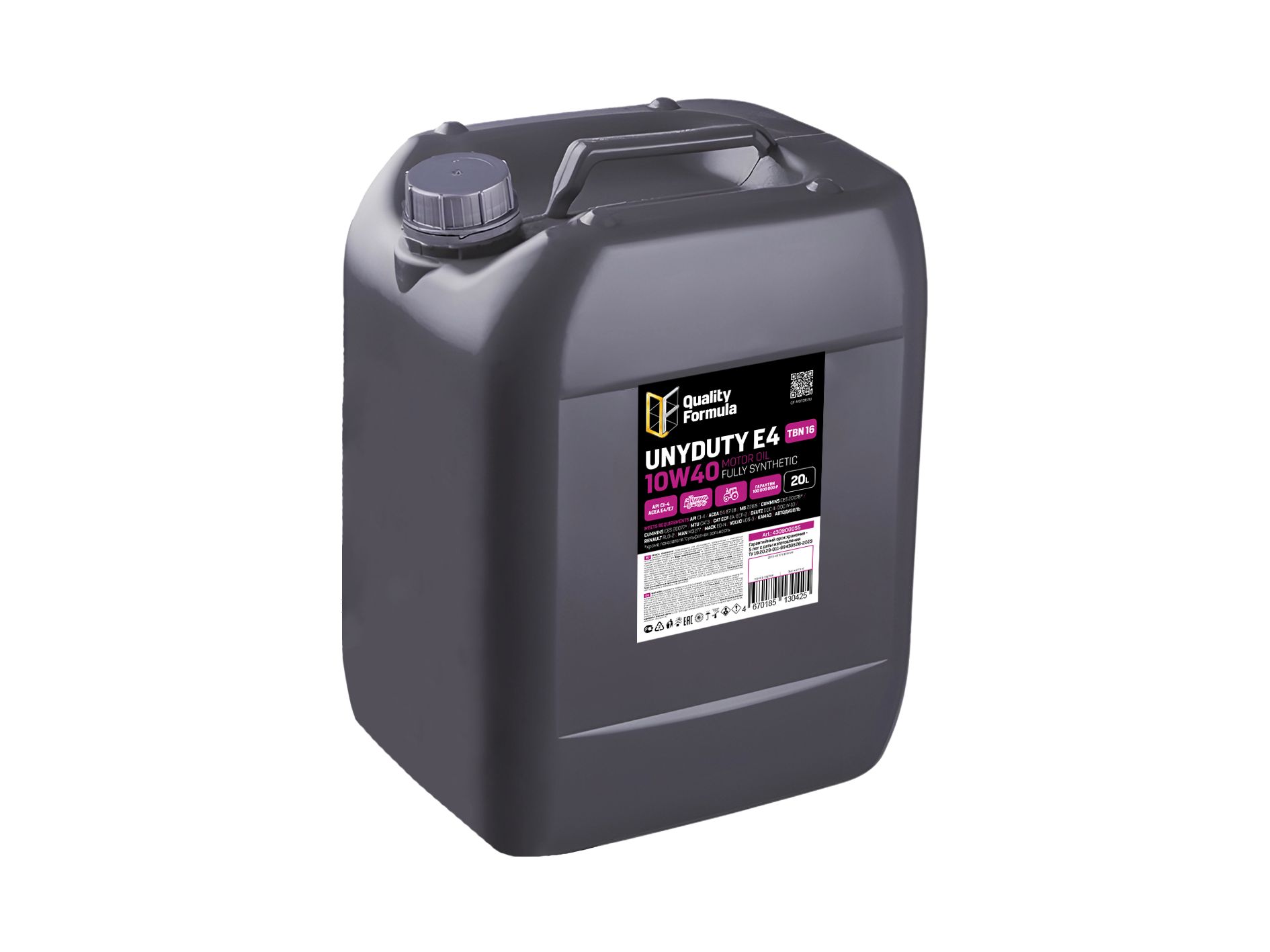 Масло мот. QUALITY FORMULA UNYDUTY E4 10W40 TBN 16 20л