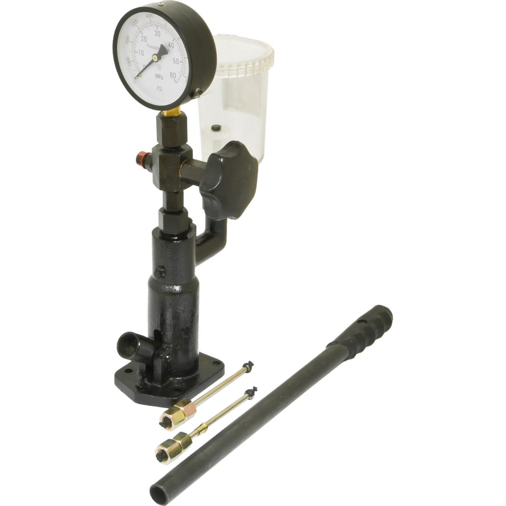 Стенд для проверки дизельных форсунок с манометром и резьбовыми адаптерами-переходниками ЭВРИКА