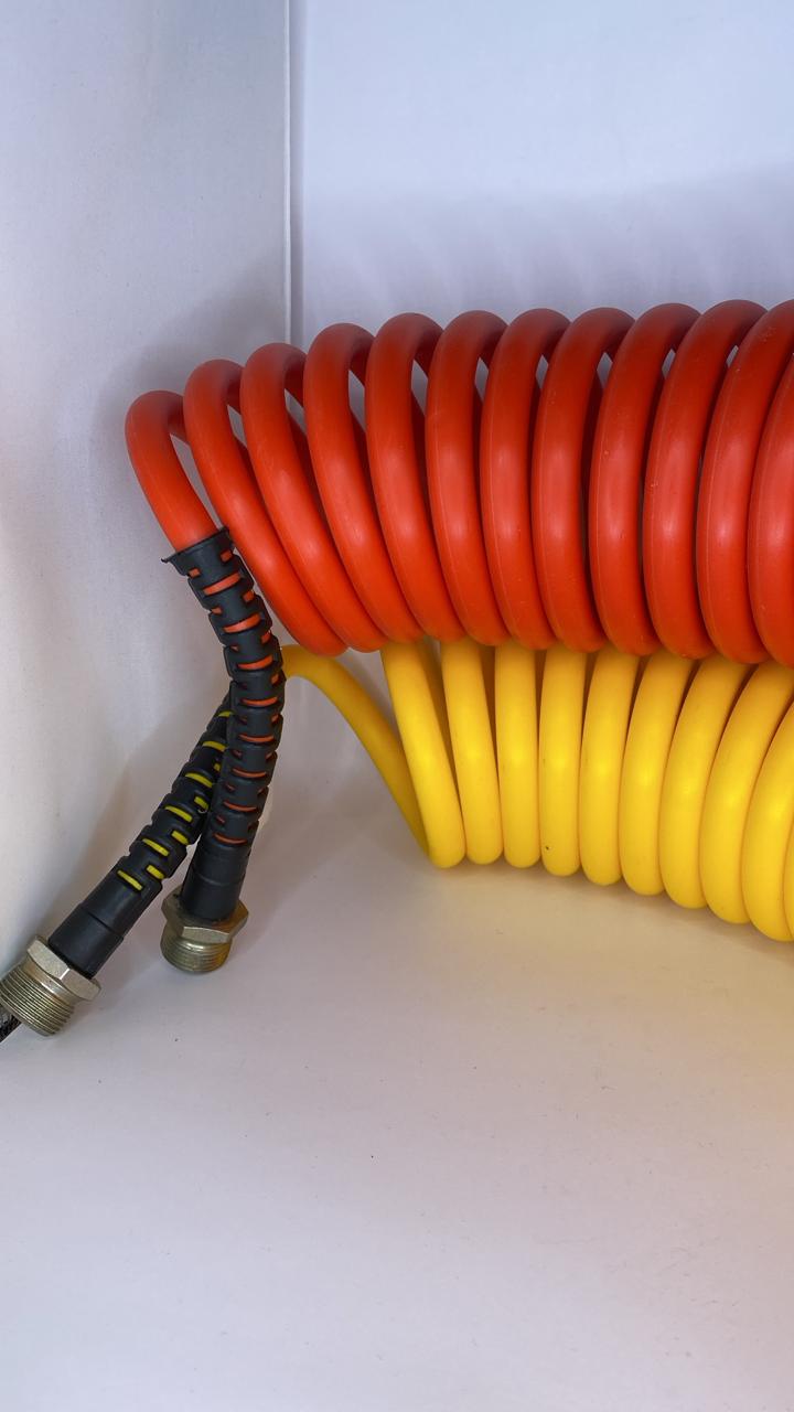 5410-3500-20 Шланги прицепа спиральные 7,5м, жёлтый+красный (2шт) М22/22